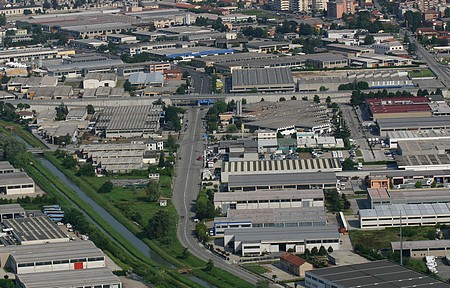 vista dall''alto della zona industriale di casale monferrato