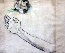 Leonardo Bistolfi, Mano sinistra del Cristo Brayda con giglio, disegno, Museo Civico Casale Monferrato, donazione 2021