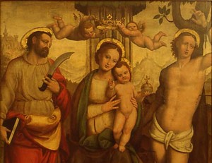 particolare del dipinto dedicato a san sebastiano
