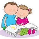 disegno di due bambini che leggono