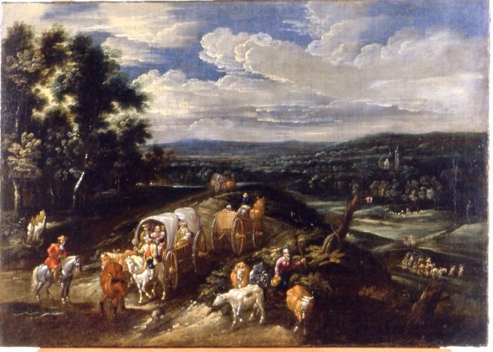 Brueghel - Paesaggio boscoso con viaggiatori