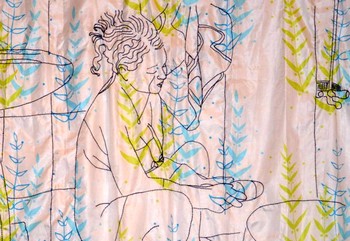 un particolare di un'opera in mostra