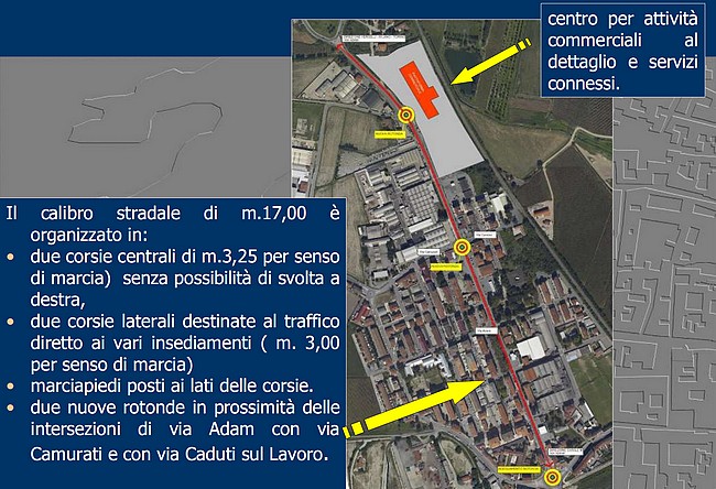 la nuova viabilità in via Adam