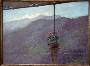 foto quadro Morbelli vaso di gerani